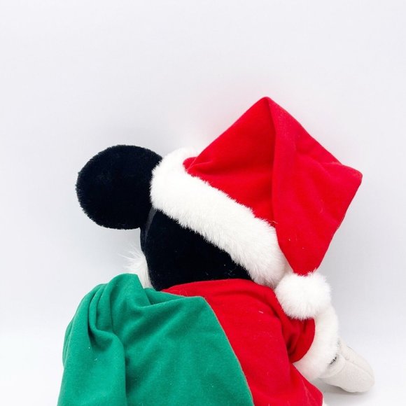DISNEY Store Vintage MICKEY MOUSE AS SANTA CLAUS Plush With GREEN BAG 18” - Picture 9 of 9